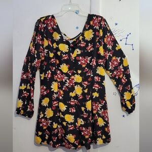 Material Girl Black Women’s Floral Romper Size XLarge
